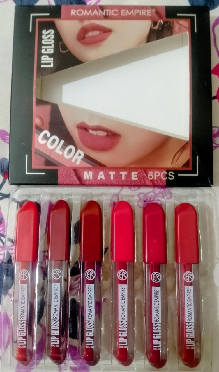 Romantic Empire High Pigmented Matte Lipgloss, 6 Pcs,Shades Of Red