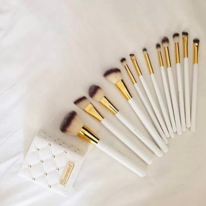 Cosmetics Elegance Brush Set – Studded White Makeup Brushes Kit