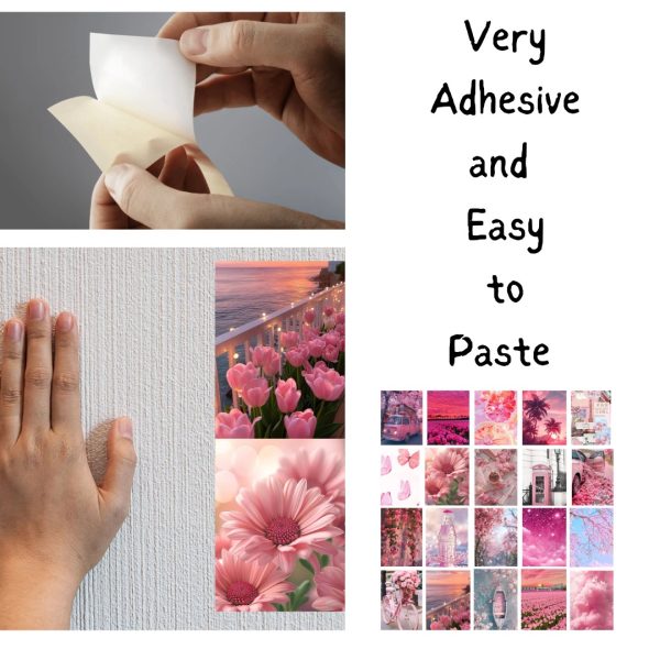 Pink Wall Collage Pack of 20 Aesthetic Bedroom Décor Stickers & Photo Prints