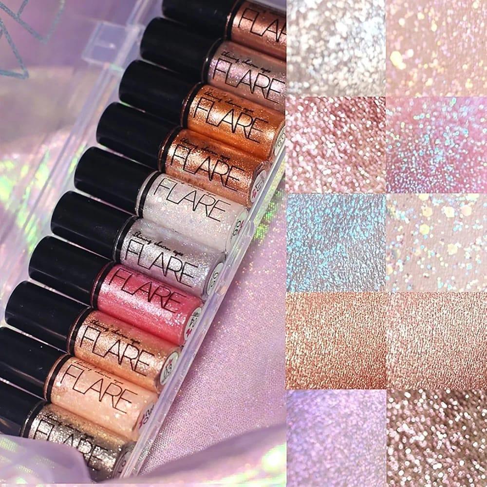 15 Pcs Multicolor Glitter Eyeshadow Kit - Glossy Texture for Stunning Looks